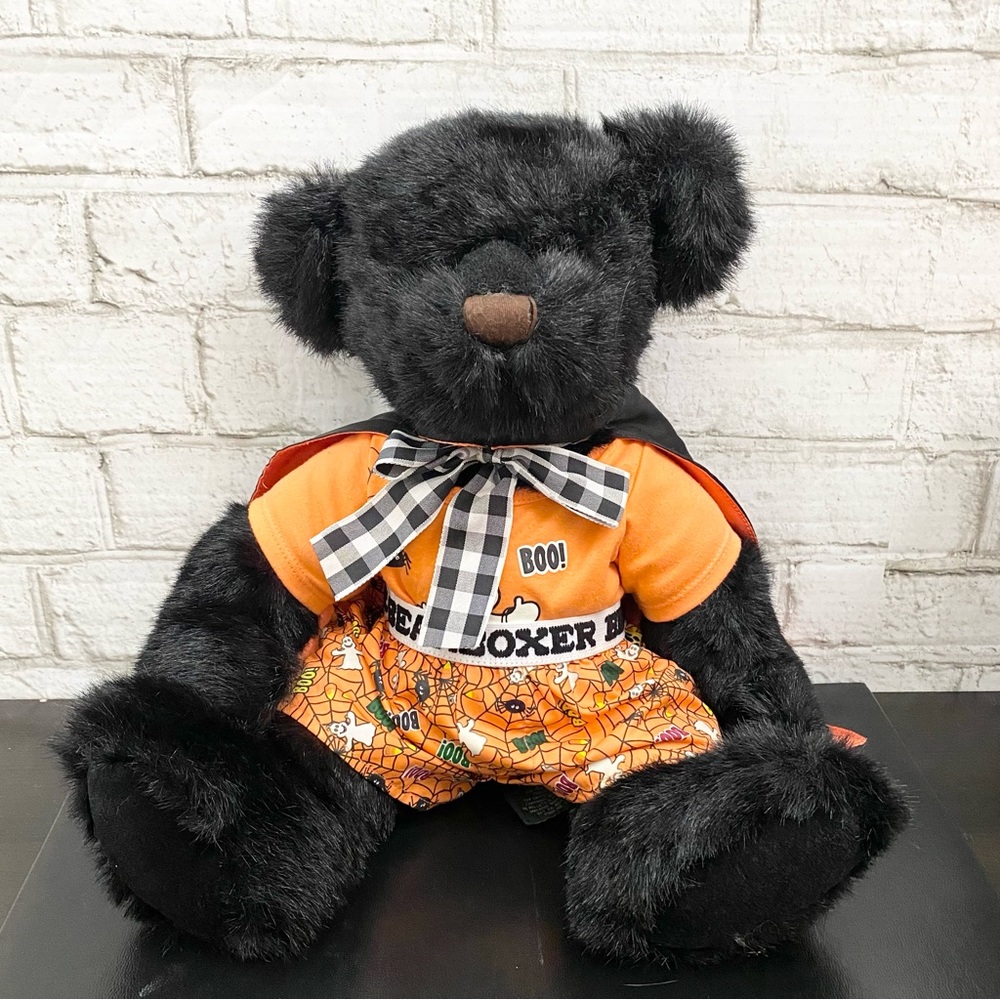 Vintage WELBY RUSS Berrie Co Halloween Boo Bear Boxer Black Teddy Bear Plush